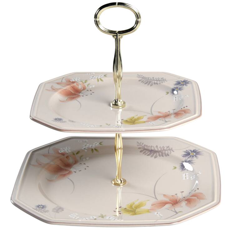 Janette 6 5/8"-10"  2 Tiered Serving Tray (Dp, Sp) HC