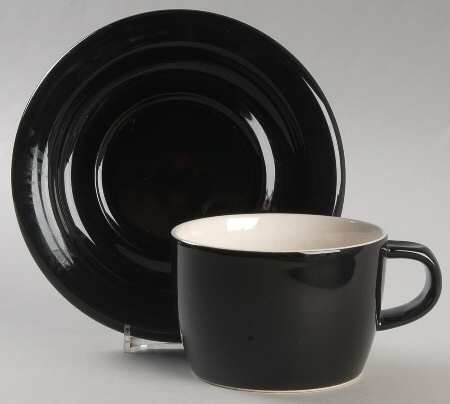 Jet Black Flat Cup & Saucer Set by Mikasa