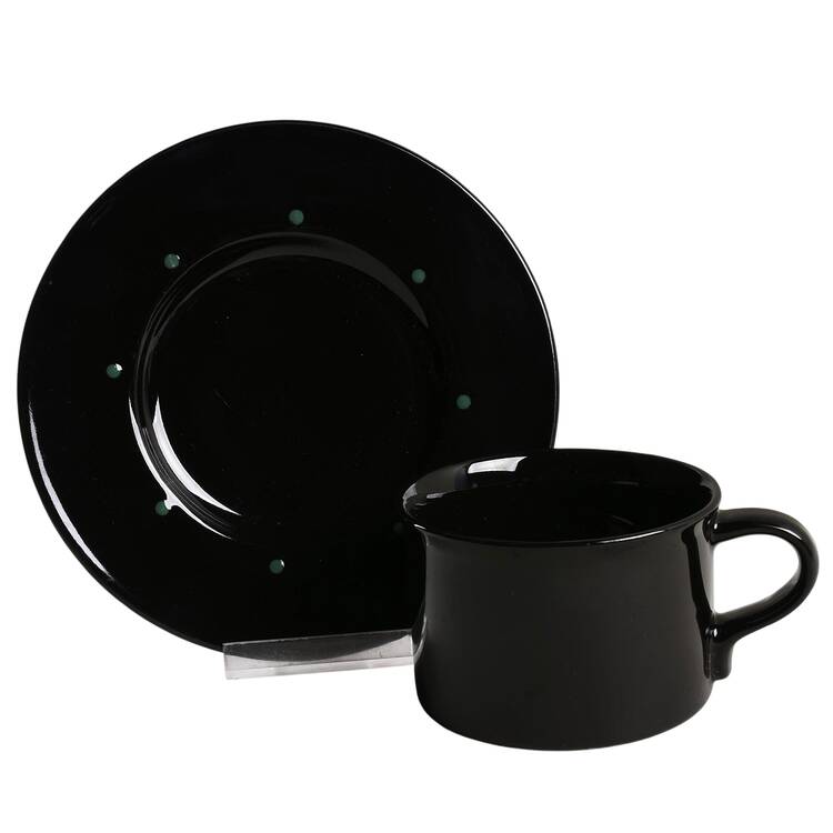 Jet Stone Green Flat Cup & Saucer Set