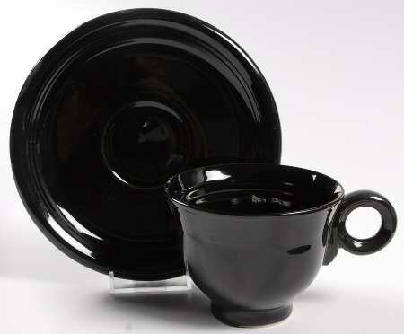 Jet Black Footed Cup & Saucer Set