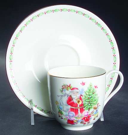 Jolly St. Nick Flat Cup & Saucer Set