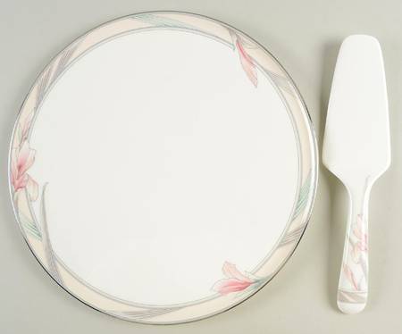 Joy Cake Plate & Solid Ceramic Server Set (No Box)