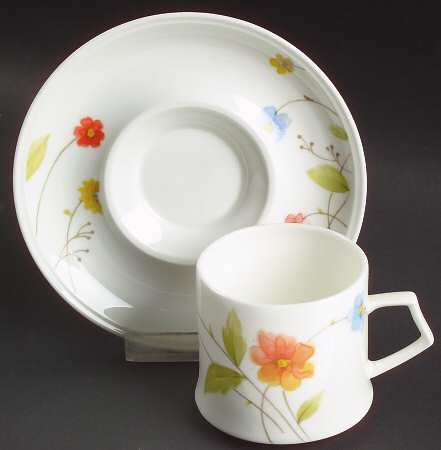 Just Flowers Flat Demitasse Cup & Saucer Set
