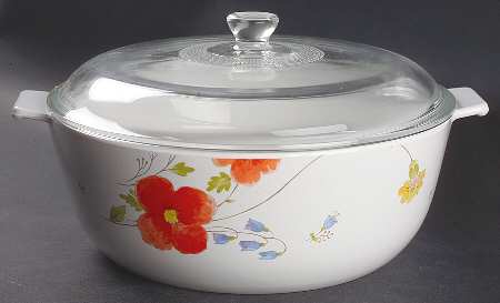 Just Flowers 3 Quart Round Covered Casserole