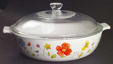 Just Flowers 2 Qt Round Covered Casserole