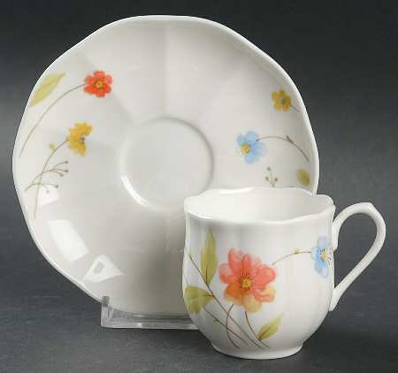 Just Flowers Flat Demitasse Cup & Saucer Set