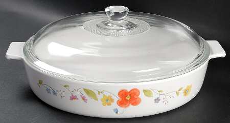 Just Flowers 2.5 Qt Round Covered Casserole