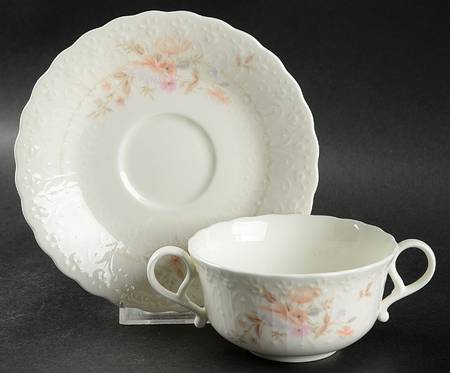 June Splendor Flat Cream Soup Bowl & Saucer Set