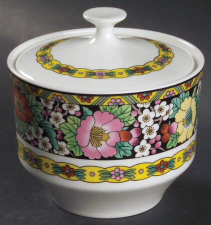 Kutani Bird Sugar Bowl & Lid
