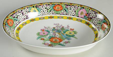Kutani Bird 10" Oval Vegetable Bowl
