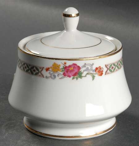 Kutani Branch Sugar Bowl & Lid