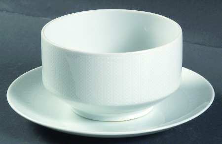 Labyrinth Taupe Gravy Boat with Attached Underplate