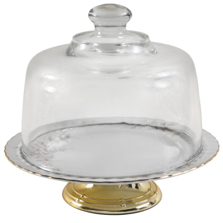 Lady Cynthia 6 1/2"-7 1/2" Footed Cheese Plate w/ Glass Dome HC