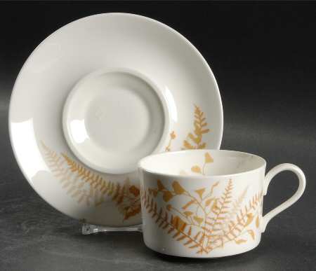 Lacy Fern Brown Flat Cup & Saucer Set