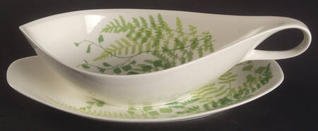 Lacy Fern Green Gravy Boat & Underplate
