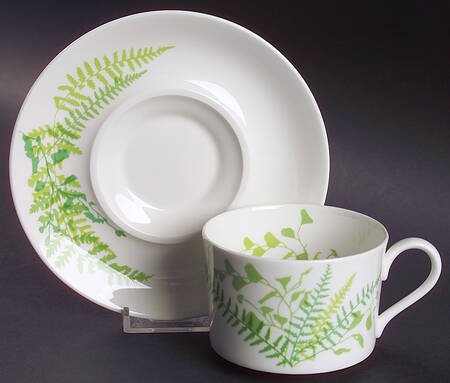 Lacy Fern Green Flat Cup & Saucer Set