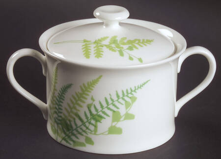Lacy Fern Green Sugar Bowl & Lid