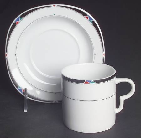 L. A. Style Black Flat Cup & Saucer Set