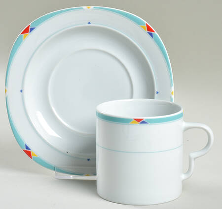 L. A. Style Turquoise Flat Cup & Saucer Set