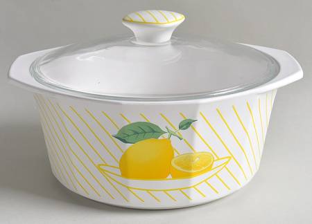 Lemons 2 Qt Round Covered Casserole