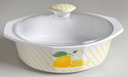 Lemons 1.25 Qt Round Covered Casserole