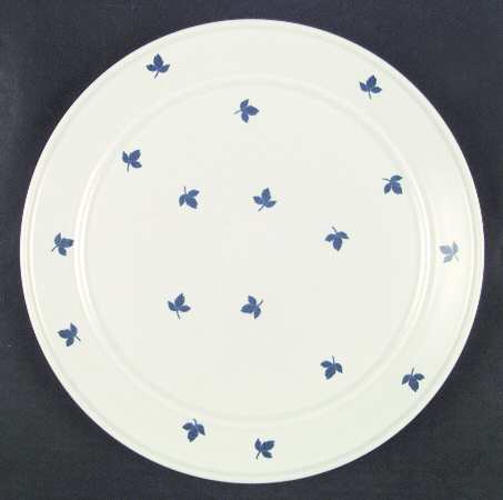 Loose Leaf Blue On White Dinner Plate