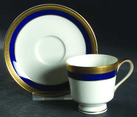 Lorenzo Cobalt Blue Footed Demitasse Cup & Saucer Set