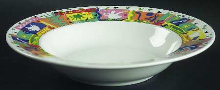 Mardi Gras Large Rim Soup Bowl
