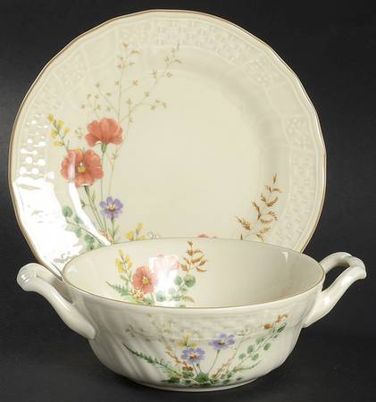 Margaux Cream Soup Bowl & Bread Plate/Saucer Set
