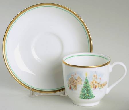 Merry Christmas Flat Demitasse Cup & Saucer Set