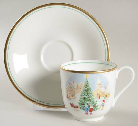 Merry Christmas Flat Cup & Saucer Set