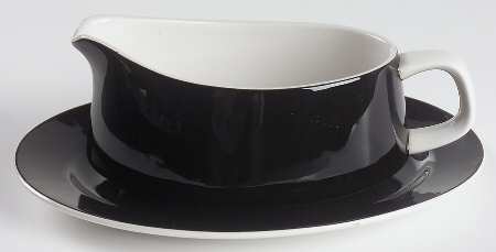 Mediterrania Black Gravy Boat & Underplate