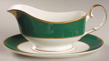 Ming Green Gravy Boat & Underplate
