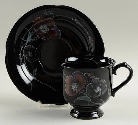 Midnight Pearls Footed Cup & Saucer Set