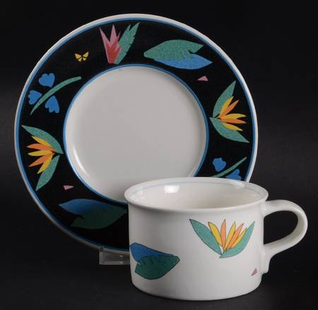 Midnight Tropics Flat Cup & Saucer Set