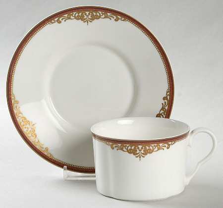 Monarchy Claret Flat Cup & Saucer Set