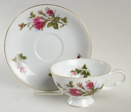 Moss Rose Footed Cup & Saucer Set