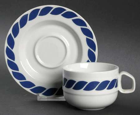 Nautilus Blue Flat Cup & Saucer Set