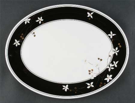 Night Blossoms 14" Oval Serving Platter