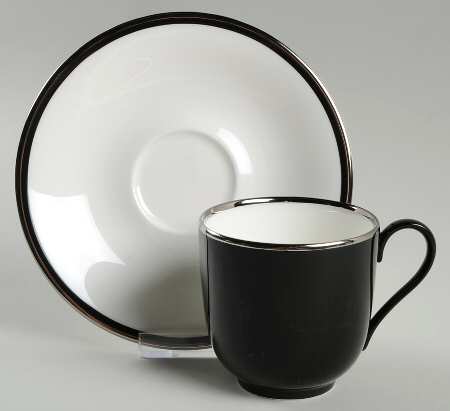 Noir Platinum Flat Cup & Saucer Set