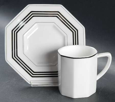 Octet Black Flat Cup & Saucer Set
