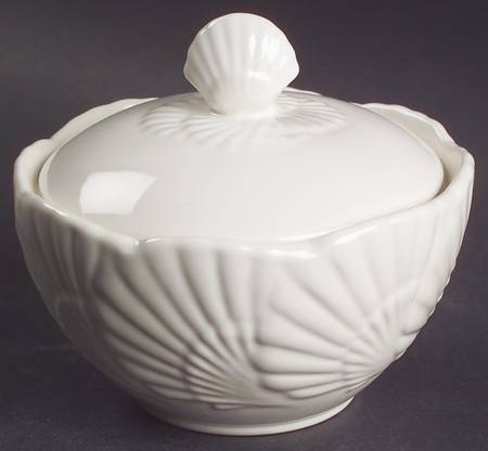 Ocean Jewel White Sugar Bowl & Lid