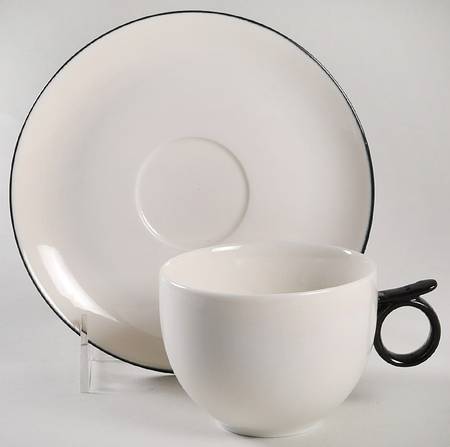 Olympia Black Flat Cup & Saucer Set