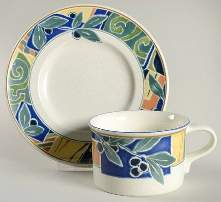 Olive Grove Flat Cup & Saucer Set
