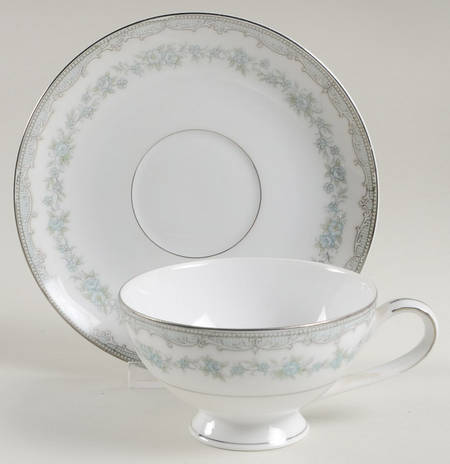 Olympia (Blue Floral Desgn) Footed Cup & Saucer Set