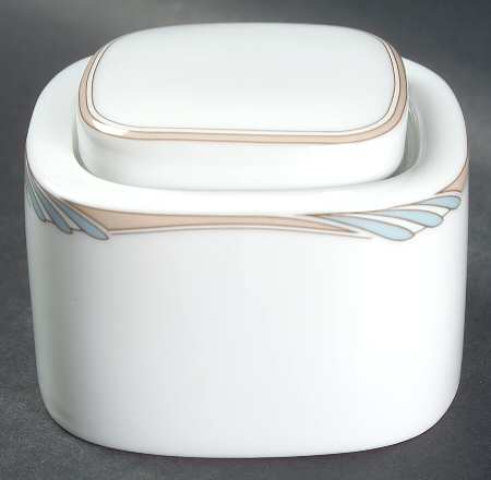 Omega Blue Peach Sugar Bowl & Lid