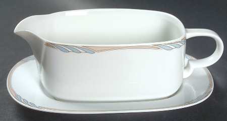 Omega Blue Peach Gravy Boat & Underplate