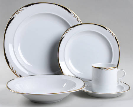 Omega White Black 5 Piece Place Setting