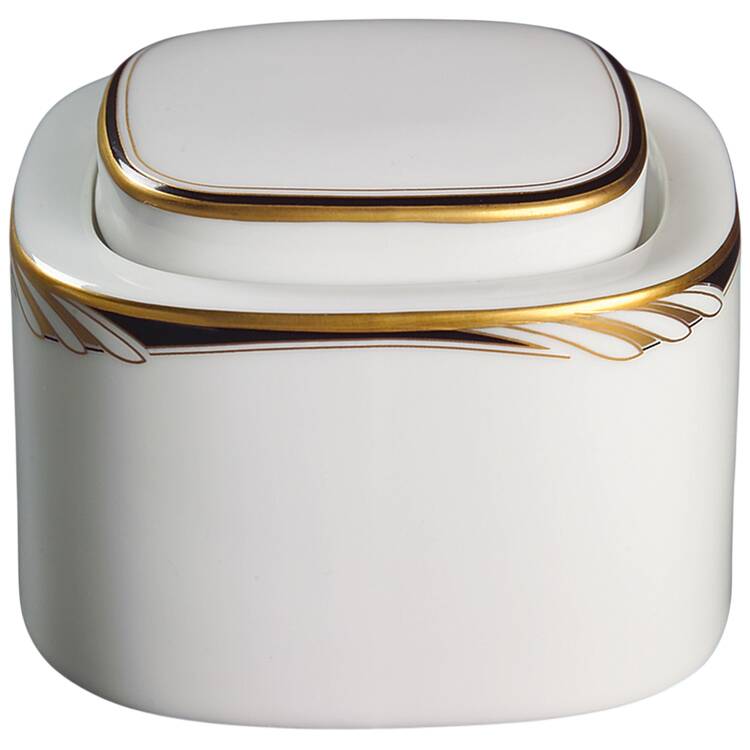 Omega White Black Sugar Bowl & Lid