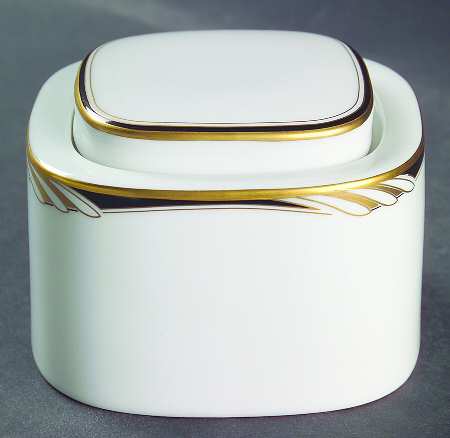 Omega White Black Sugar Bowl & Lid